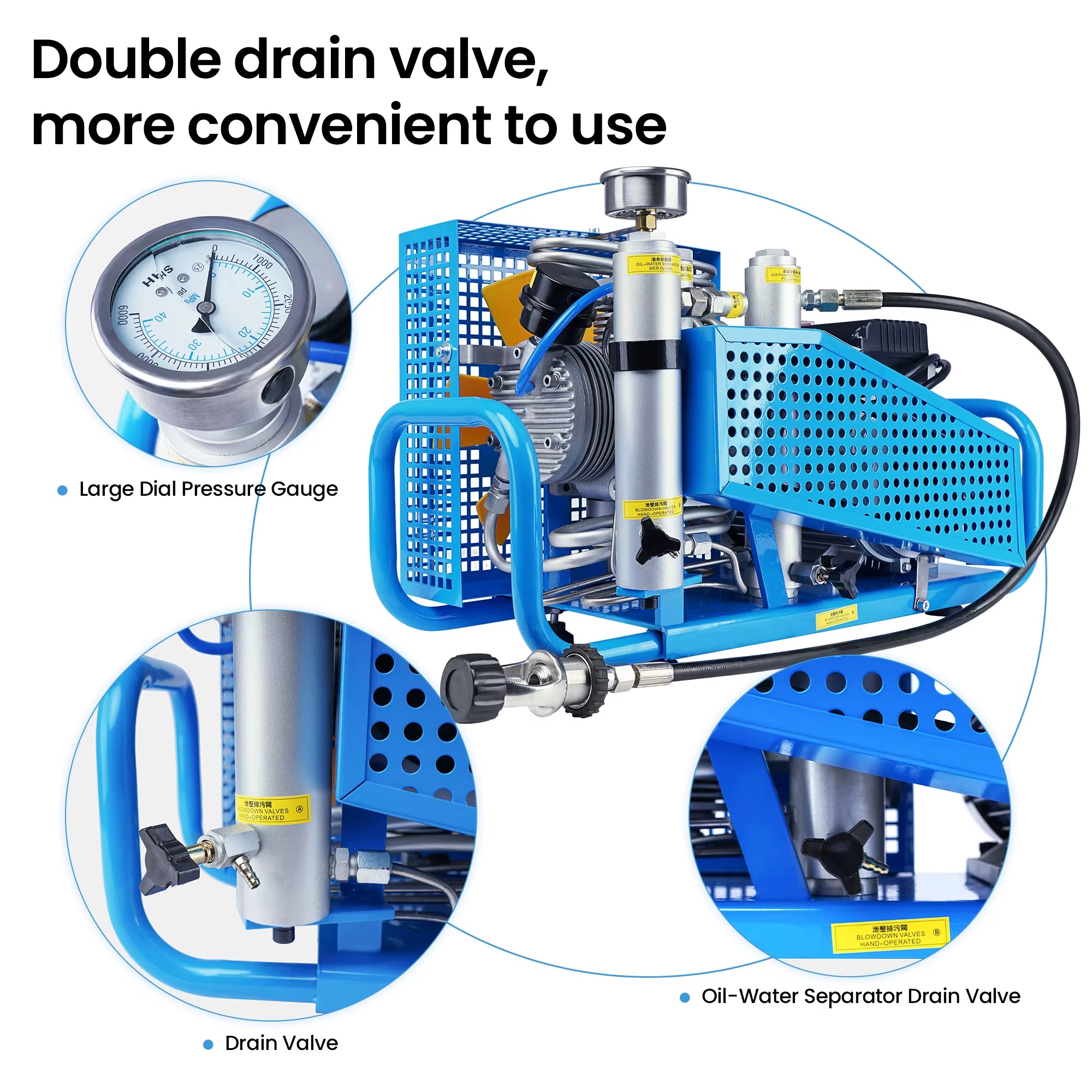 TXESB041 100L/Min 4500Psi PCP Air Compressor 300Bar High Pressure Scuba Compressor Diving Compressor PCP Rifle 0-12L Tank