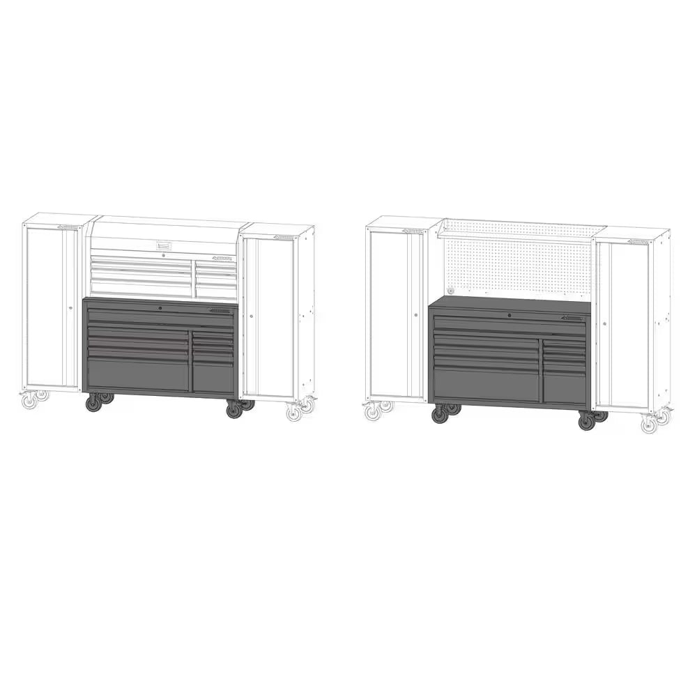 Modular Tool Storage 52 In. W White Mobile Workbench Cabinet