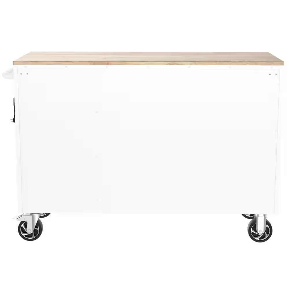 Modular Tool Storage 52 In. W White Mobile Workbench Cabinet