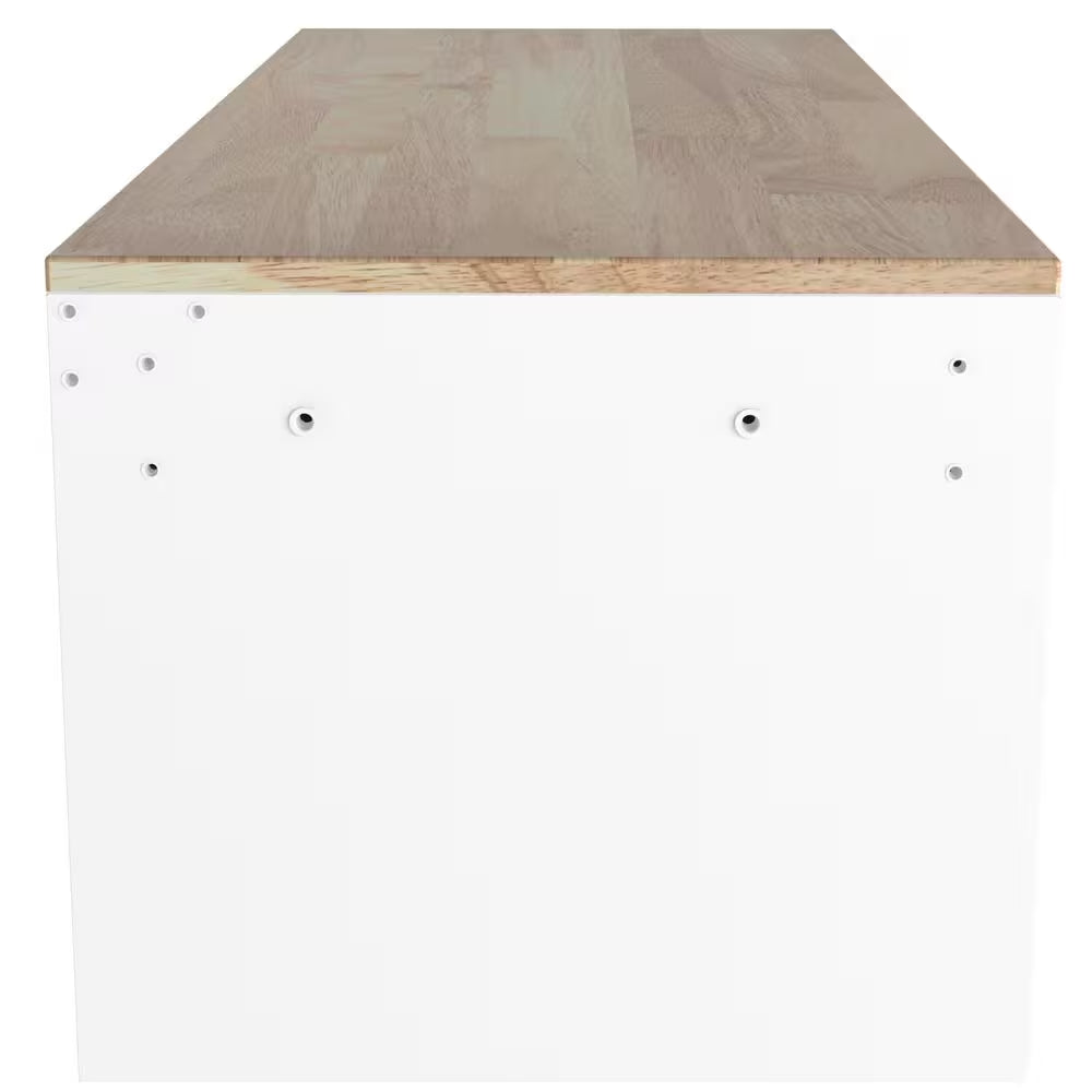 Modular Tool Storage 52 In. W White Mobile Workbench Cabinet