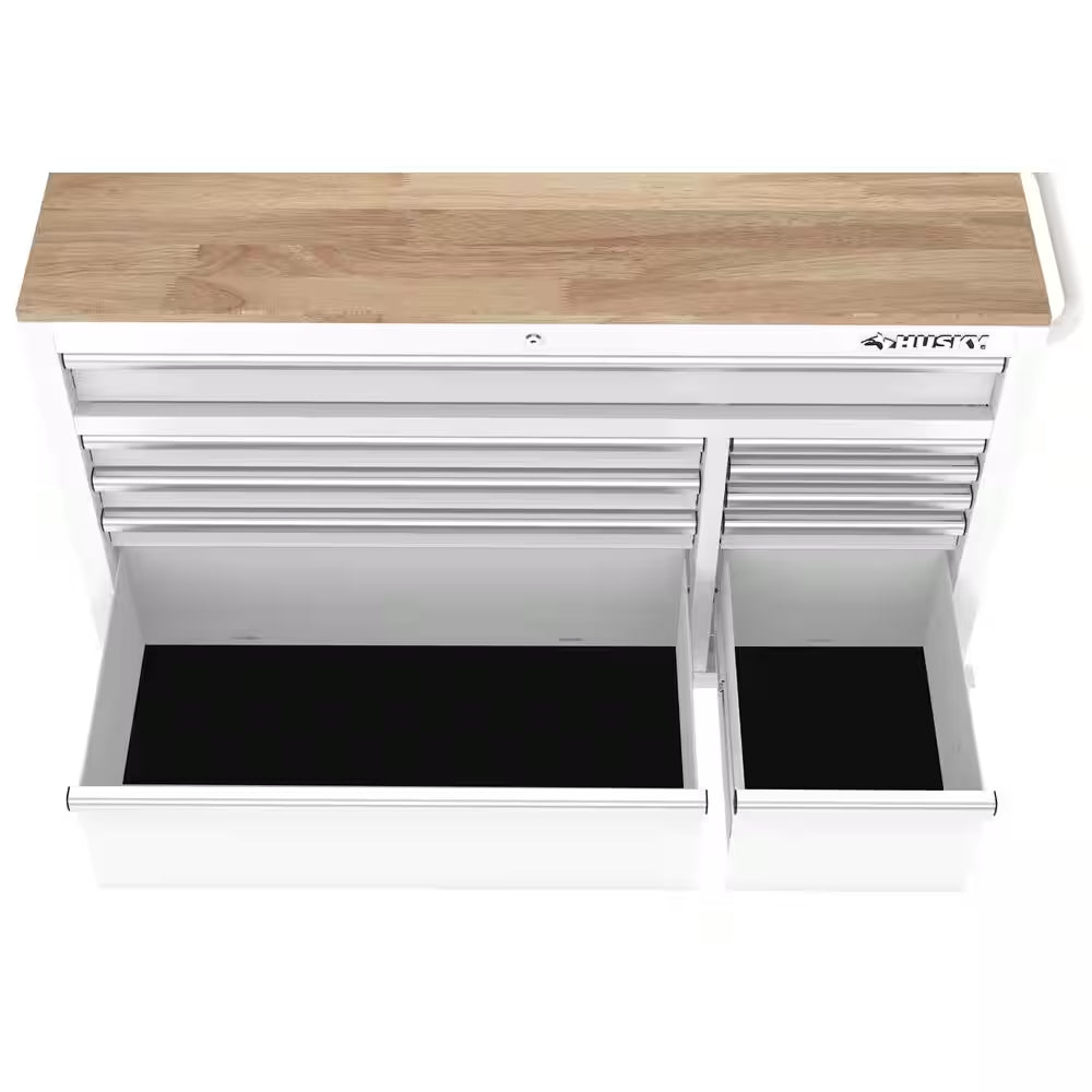 Modular Tool Storage 52 In. W White Mobile Workbench Cabinet
