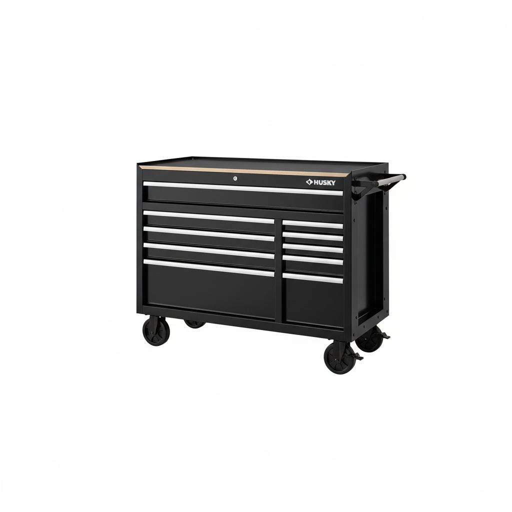 Modular 52 in. W 10-Drawer Black Mobile Workbench Cabinet with 8-Drawer Top Tool Chest